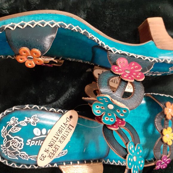 SPRING STEP LEATHER FLOWER LOW HEELS NEW WITH TAGS BEAUTIFUL BEAUTIFUL - Picture 8 of 16